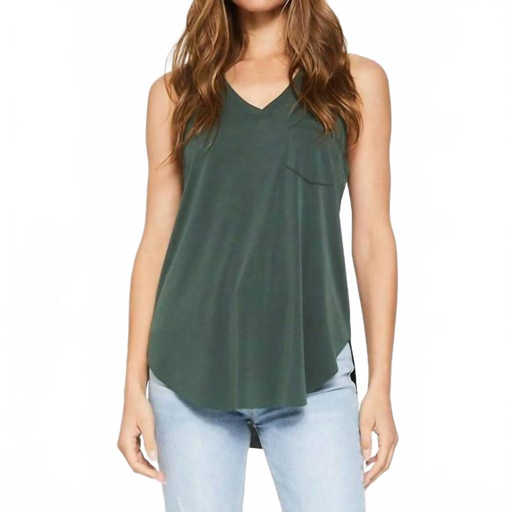 NEW ANOTHER LOVE esther breast pocket tank top in emerald